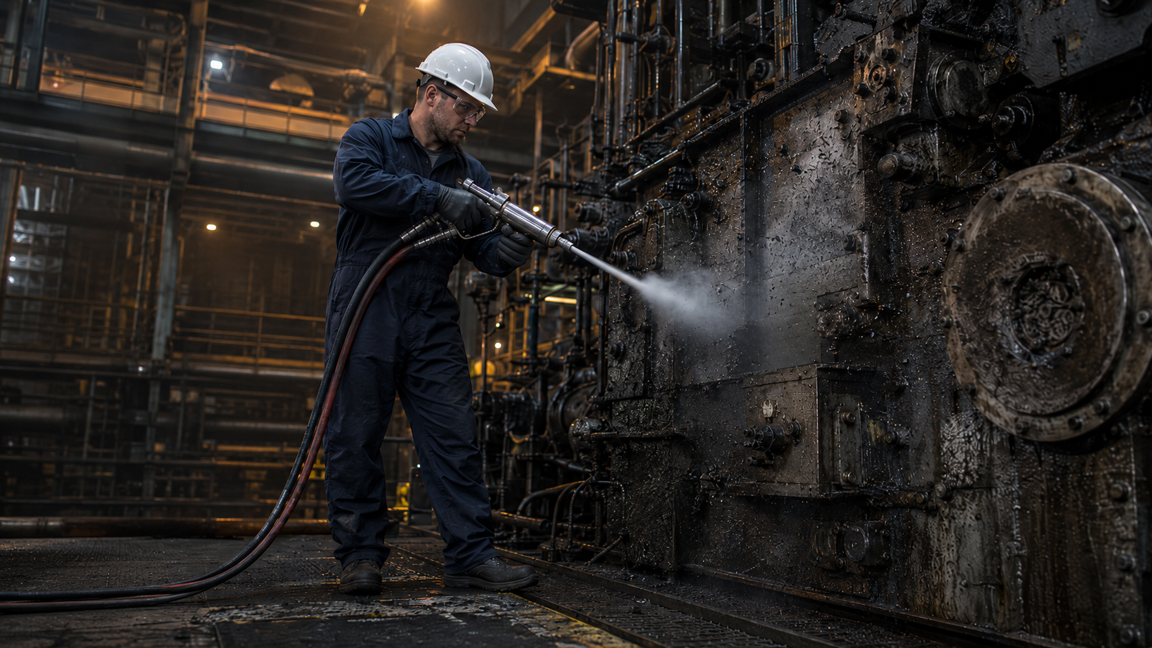 Nettoyage industriel à la glace carbonique par technicien CRYOSTRAL